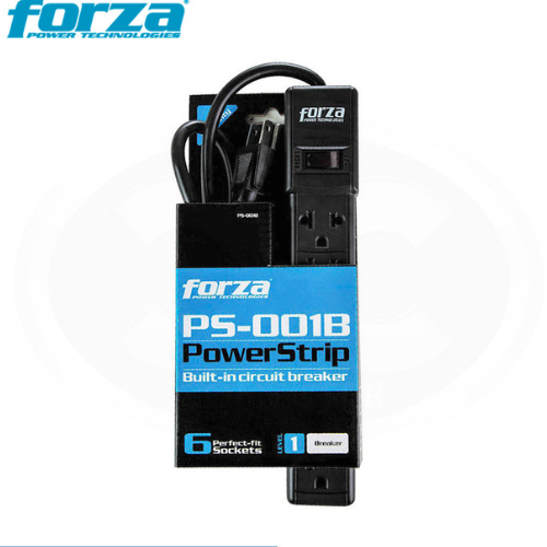 FORZA Power Strip 6 Outlets | Supresor de Picos con Circuit Breaker | 110V US – Black