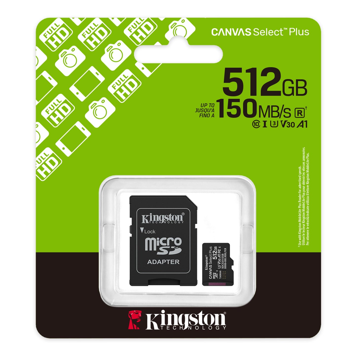 Kingston Micro SD Canvas Memoria 512GB Class 10 UHS-I 100Mbs