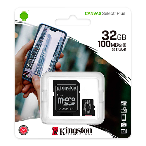 Kingston Micro SD Canvas Memory 32GB Class 10 UHS-I 100Mbs