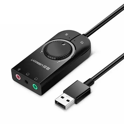 Adaptador de USB-A a tarjeta de sonido- Audio/Micrófono control de volumen - UGREEN