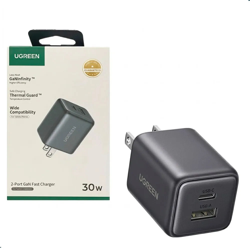 Cargador UGREEN X516 GaN 30W USB-C + USB-A – Space Gray US