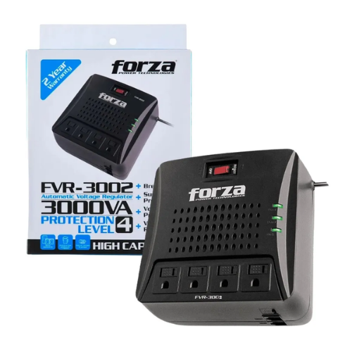 FORZA AVR FVR-3002 | Regulador de Voltaje 3000VA / 1500W | 4 Tomas | 220V US