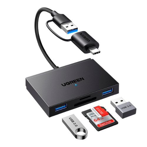 Lector de Tarjetas UGREEN 45167 4 en 1 SD/microSD USB-C y USB 3.0
