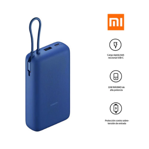 Power Bank Xiaomi 20000 mAh 33W Azul | Carga Rápida USB-C + USB-A