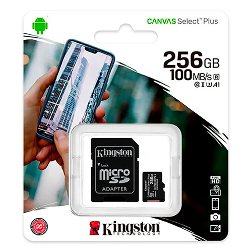 Kingston Memoria Micro SD Canvas 256GB Clase 10 UHS-I 100Mbs