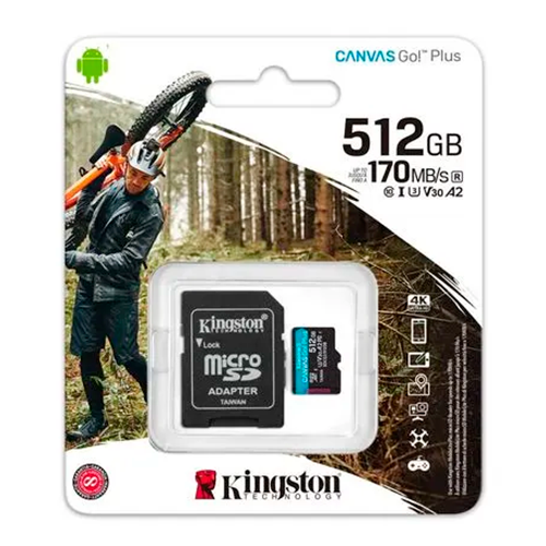 Kingston Canvas Go Plus 512GB MicroSDXC Card, A2, U3, V30, 170 MB/s