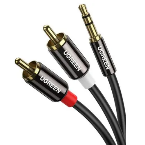 UGREEN -CABLE DE AUDIO 3.5MM MACHO A CONECTORES RCA (GRIS) DE 5M