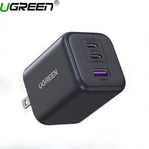 UGREEN 65155B | Cargador GaN Fast Charge 45W | 2×USB-C + 1×USB-A
