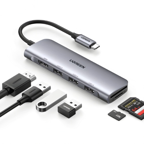 USB-C Hub 6 in 1 UGREEN 70410 | HDMI 4K, SD, TF, 3×USB 3.0