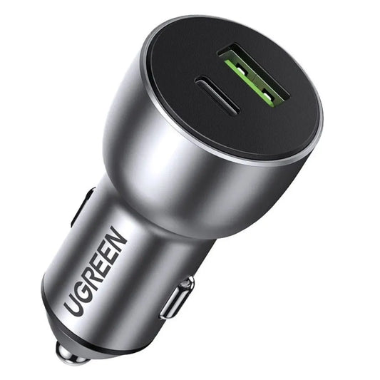 Cargador de Auto UGREEN CD213 60980 60W Dual USB-C Carga Rápida