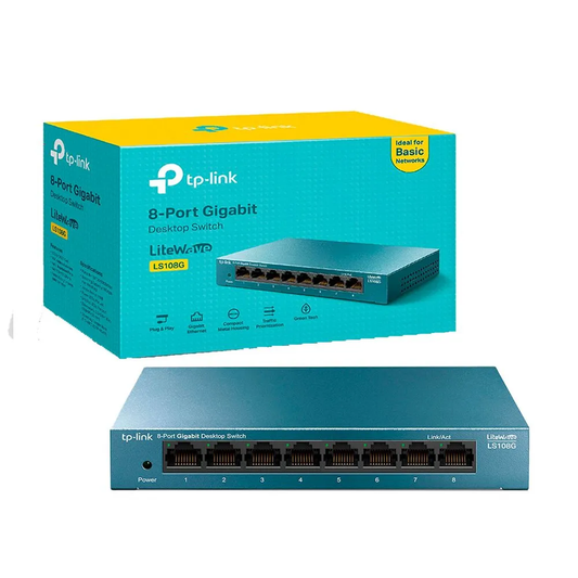 Switch 8 ports at 10/100/1000 Mbps Gigabit LS108G