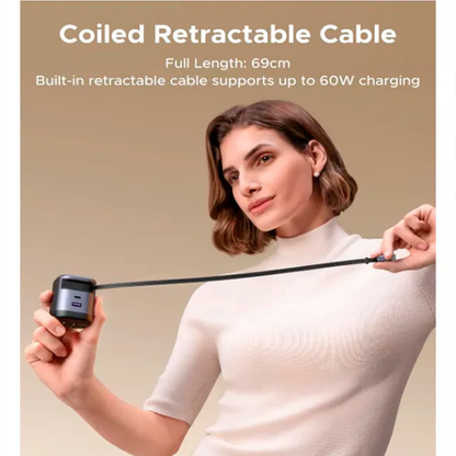 Cargador UGREEN Nexode Pro - 65 w c/ cable retractil tipo C