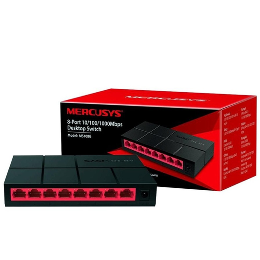 Mercusys Switch with 8 ports at 10/100 / 1,000 Mbps MS108G