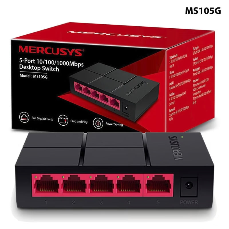 Switch DE 5 puertos MERCUSYS 10/100 / 1,000 Mbps MS105G